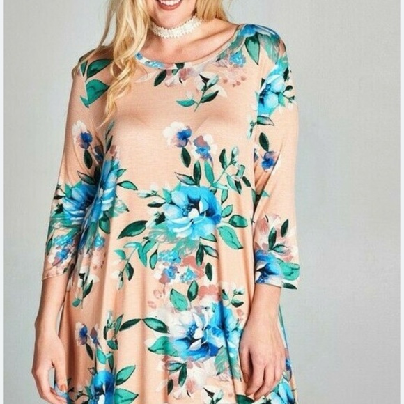 2 pc ODDY Floral Asymmetrical Skirt Set - Blue and Peach - Picture 4 of 4